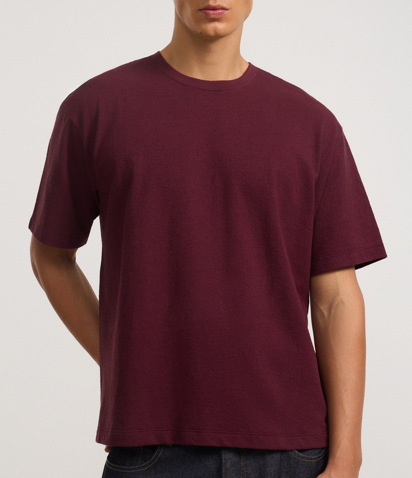 Camiseta Boxy em Algodão Texturizada Vinho 5