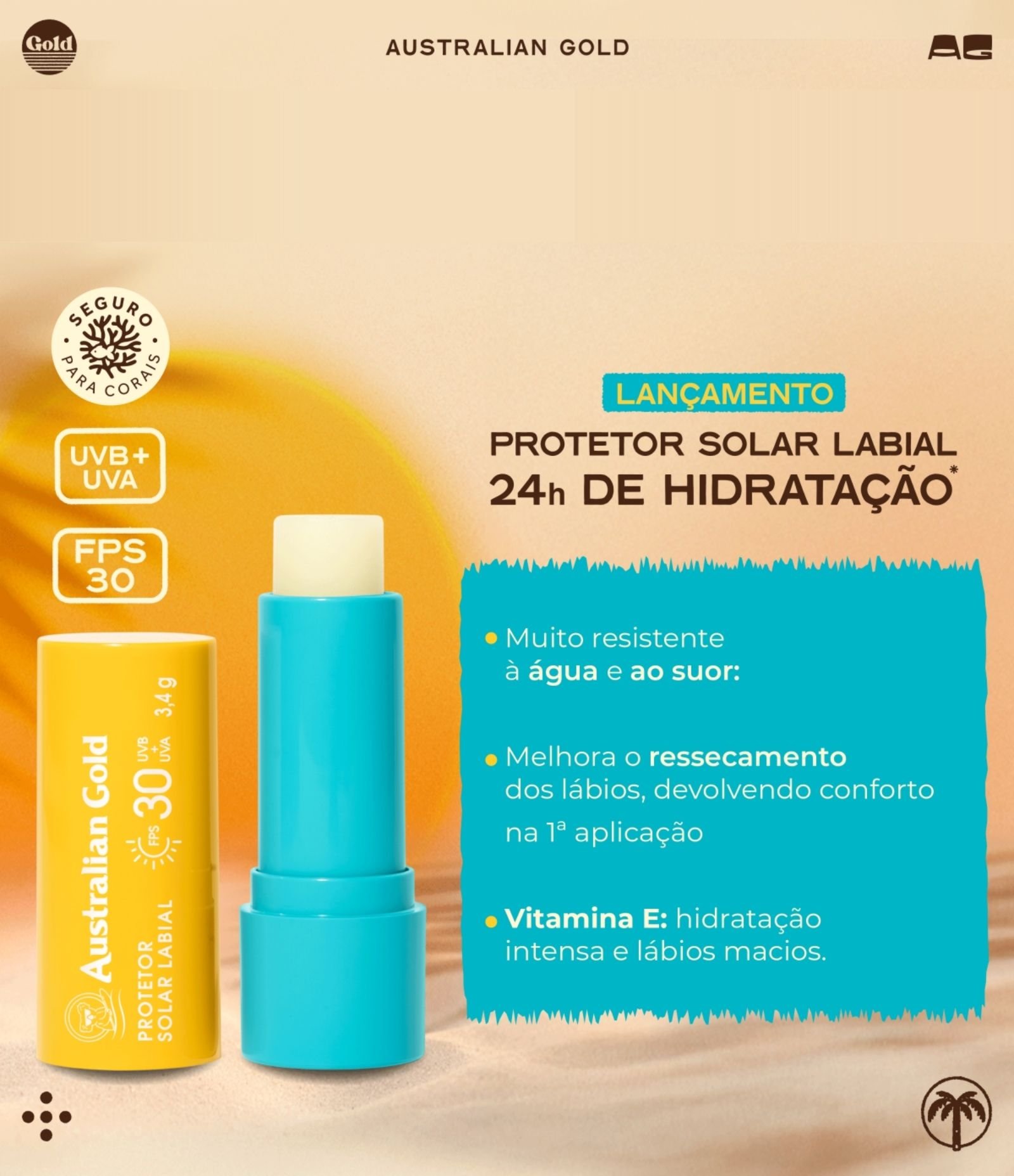 Protetor Solar Labial FPS30 Alta Protecao 3 Australian Gold 3,4g 8