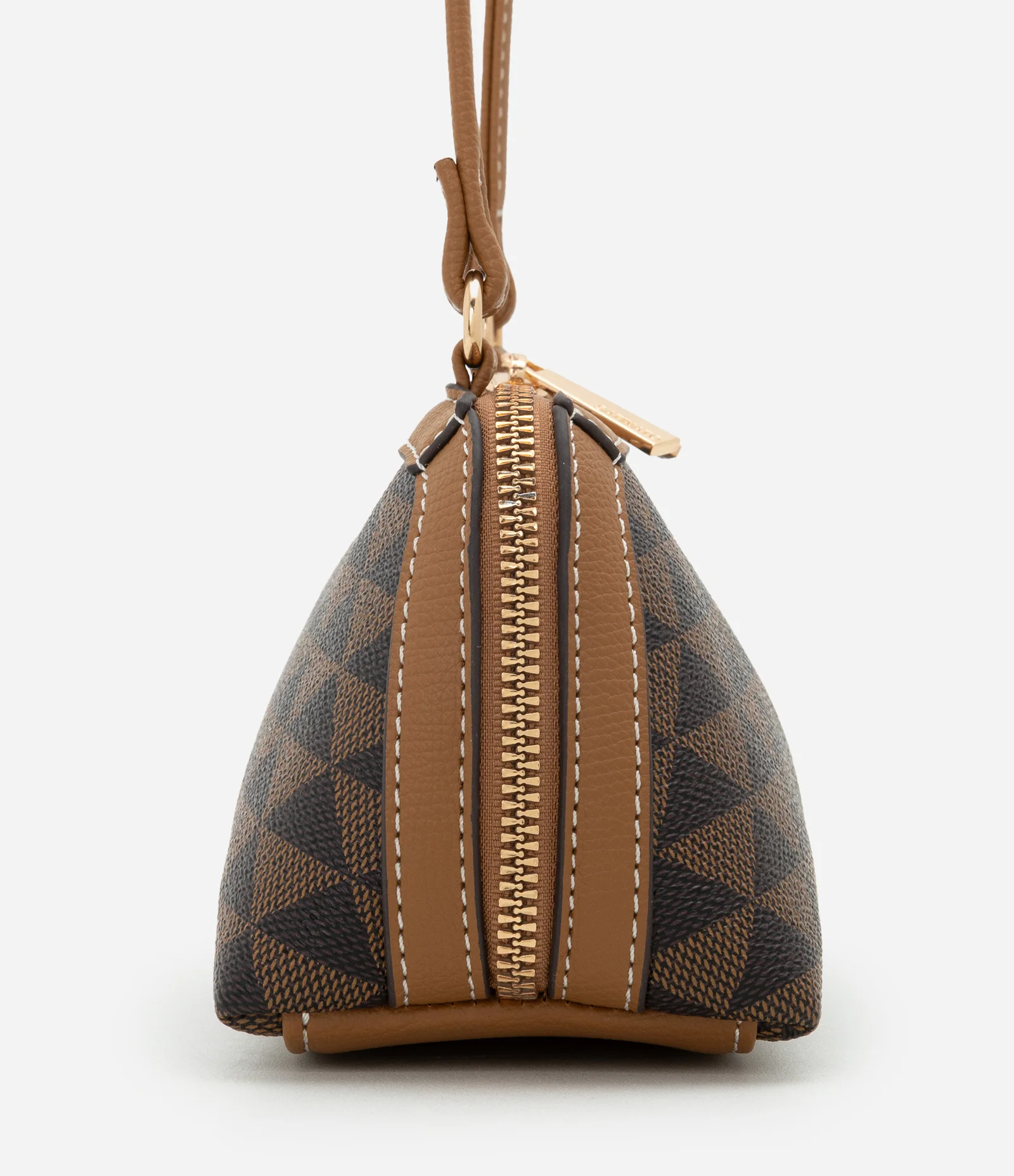 Bolsa Baguete em PU com Estampa em Triângulo Marrom 2
