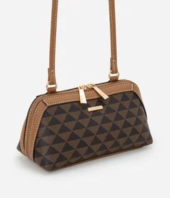 Bolsa Baguete em PU com Estampa em Triângulo