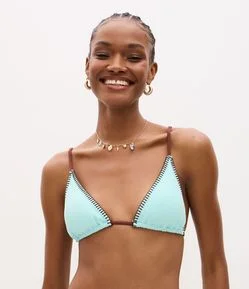 Biquíni Top Cortininha em Microfibra Texturizada e Pesponto Contrastante