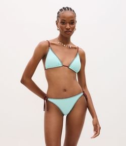 Biquíni Calcinha Lacinho em Microfibra com Textura e Pesponto Contrastante