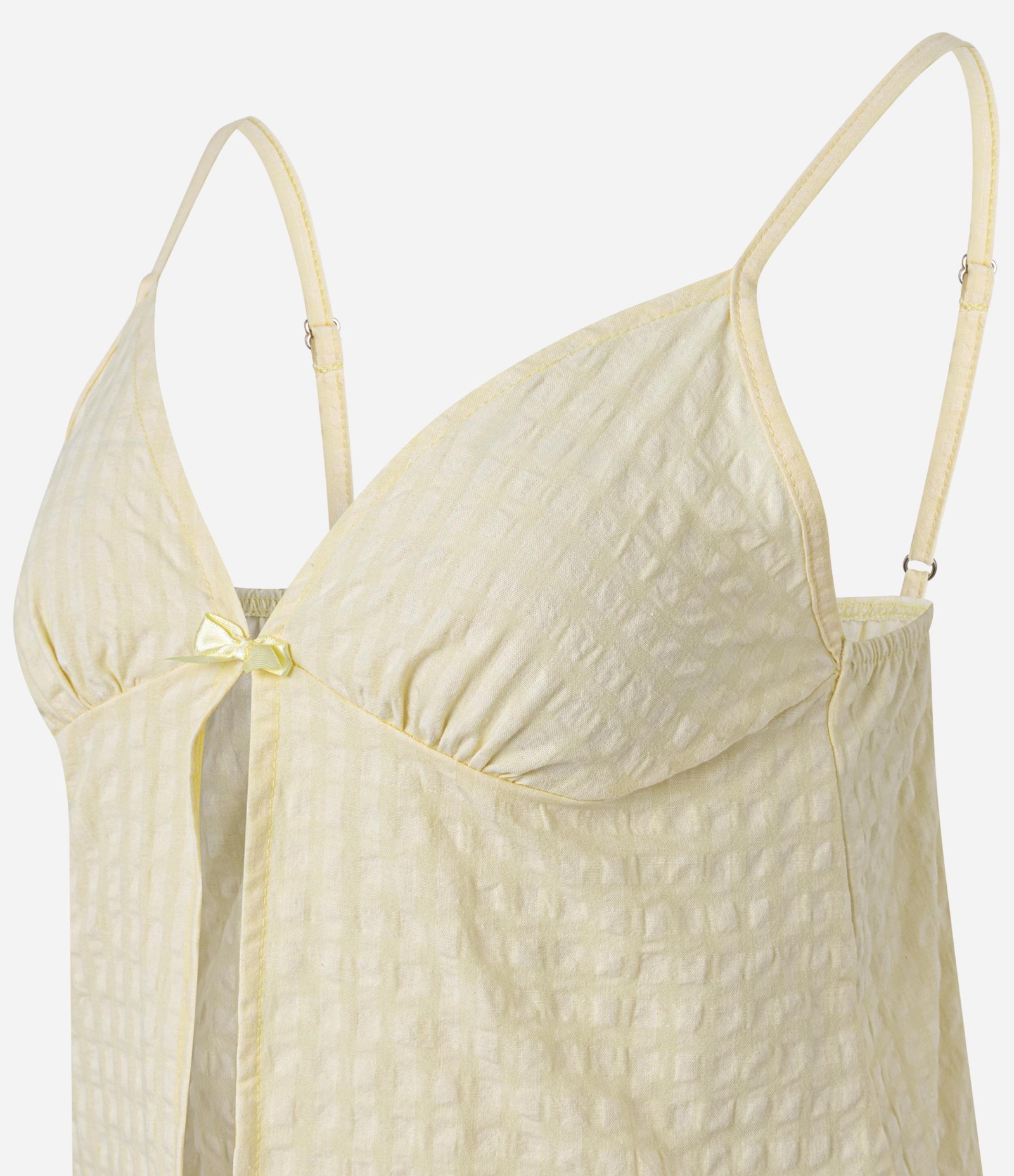 Pijama Short Doll com Textura e Abertura Frontal Amarelo 2