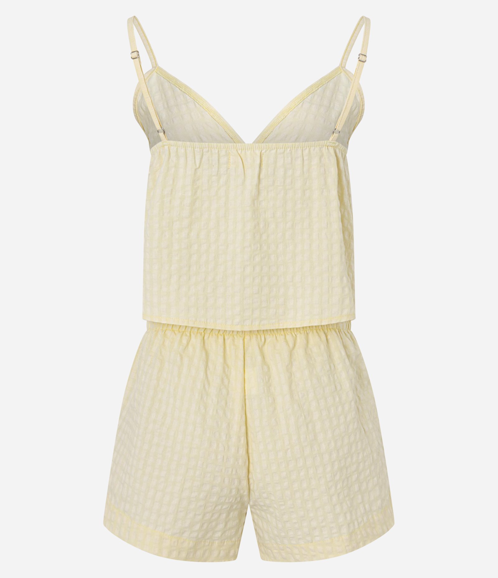 Pijama Short Doll com Textura e Abertura Frontal Amarelo 3
