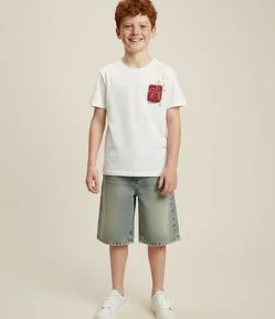 Camiseta Infantil Estampa Frente e Costas Coqueiro de Praia - Tam 5 a 14 Anos