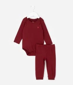 Conjunto Infantil Térmico com Body Manga Longa e Calça – Tam RN a 24 Meses
