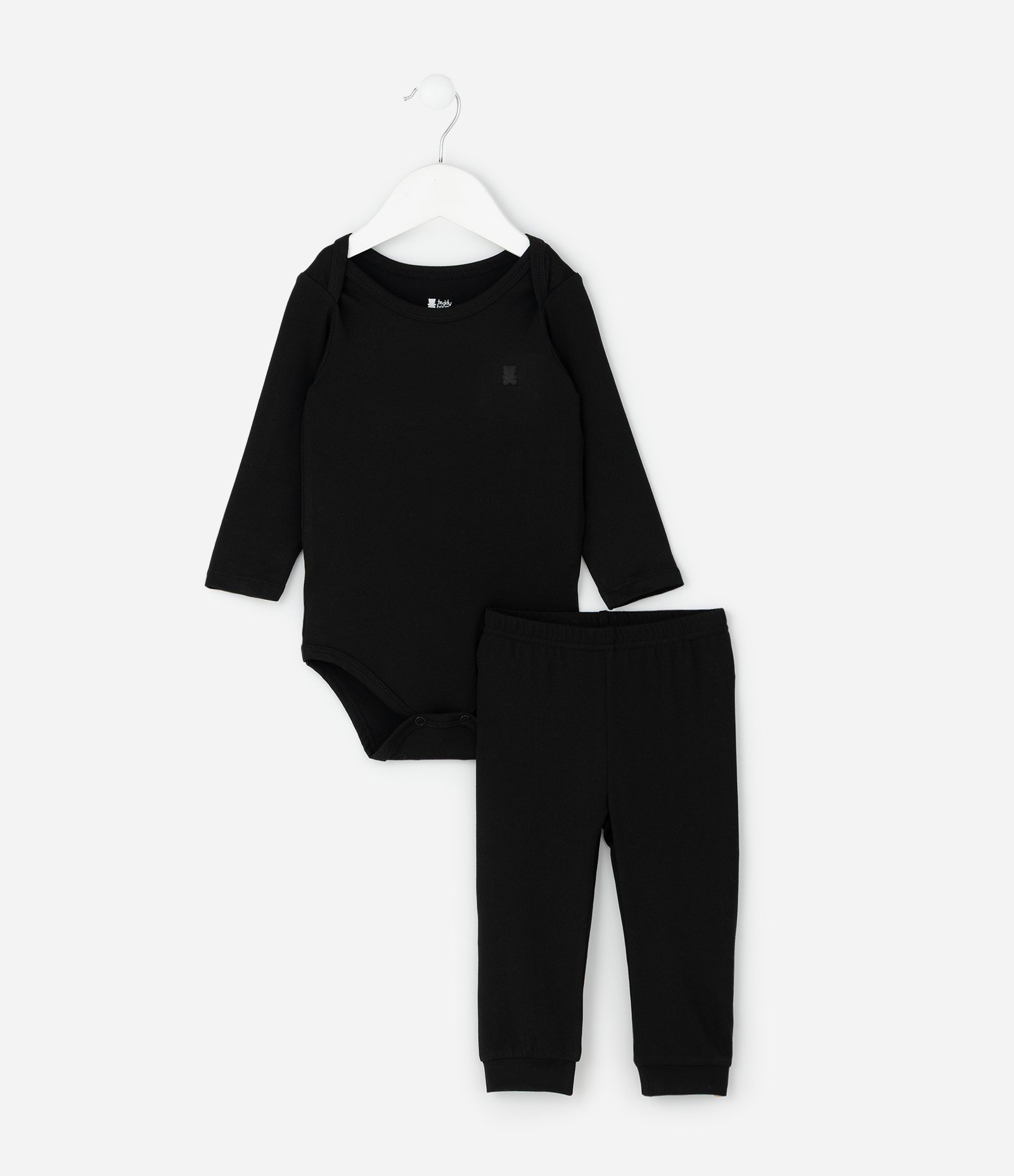 Conjunto Infantil Térmico com Body Manga Longa e Calça – Tam RN a 24 Meses Preto 1