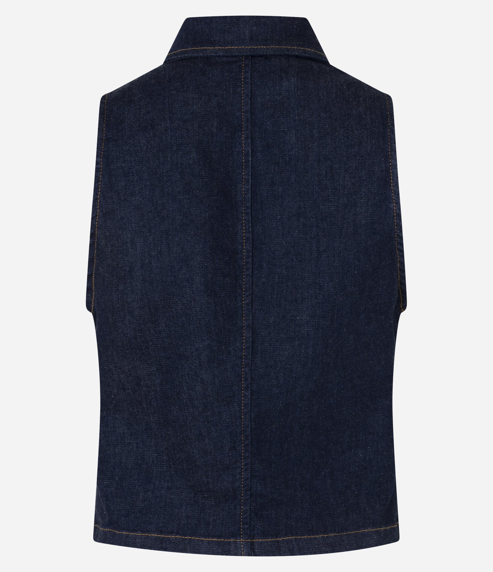 Colete em Jeans com Zíper e Detalhe Drapeado Azul 6