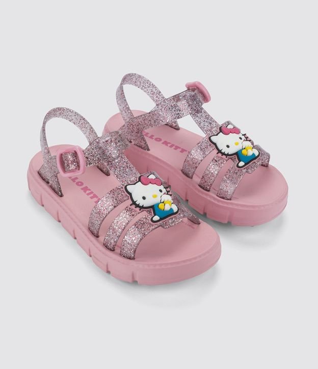 Sandália Infantil de Tiras com Patch Hello Kitty - Tam 25 ao 33