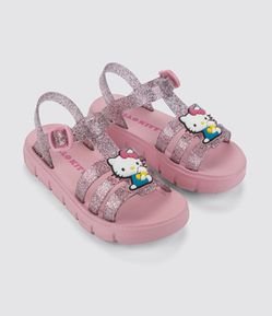 Sandália Infantil de Tiras com Patch Hello Kitty - Tam 25 ao 33