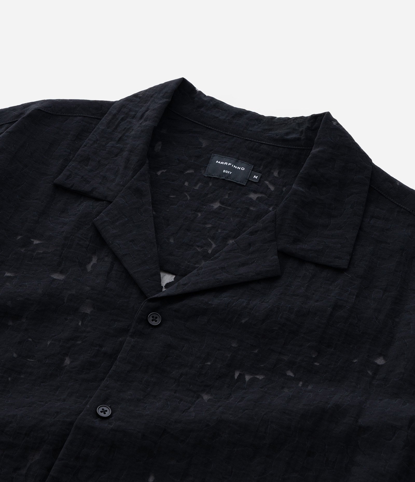 Camisa Boxy em Viscose Texturizado Efeito Vazado Preto 4