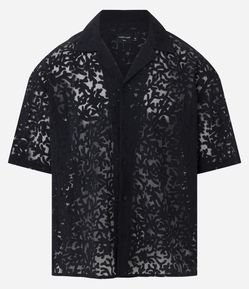 Camisa Boxy em Viscose Texturizado Efeito Vazado