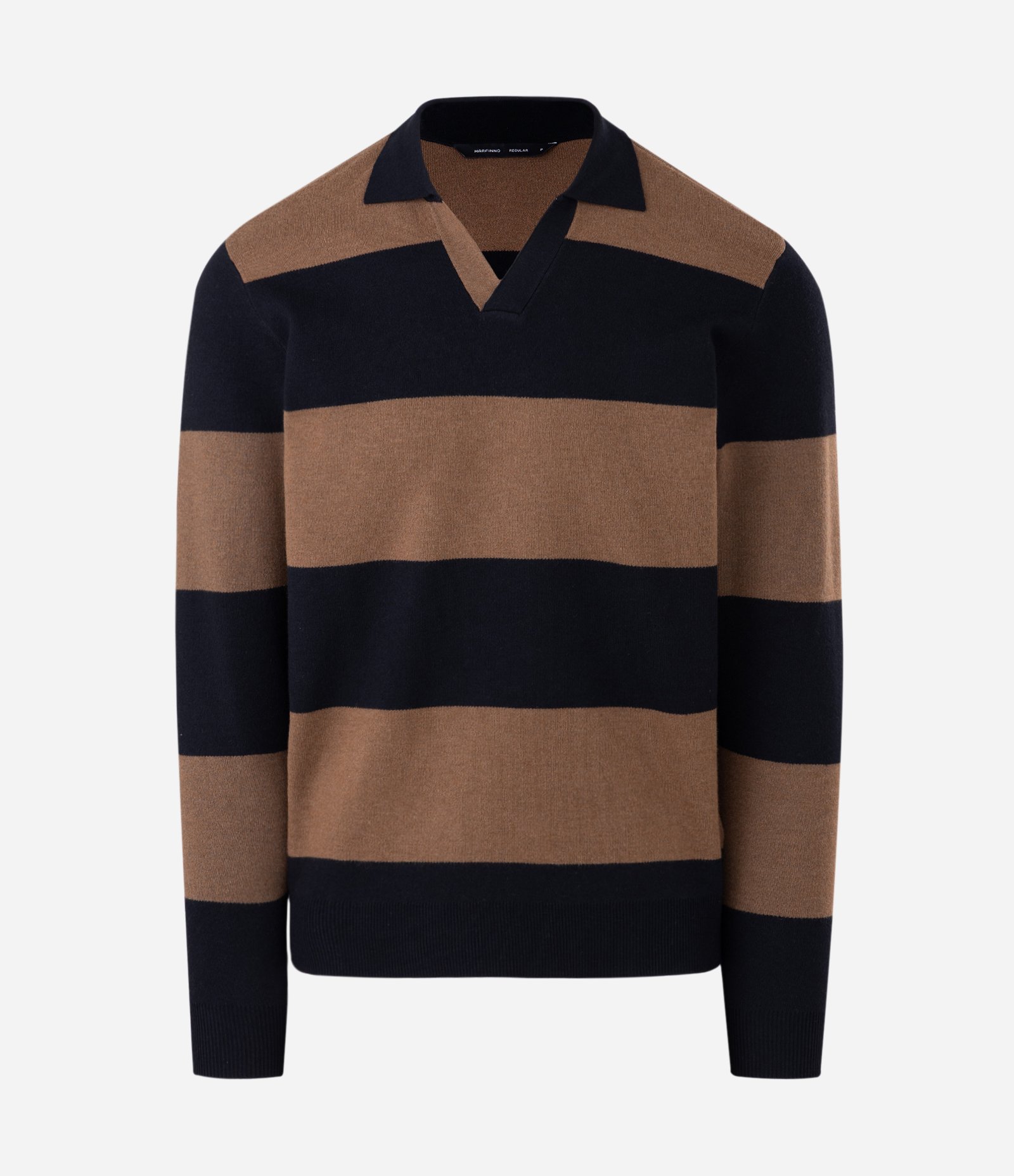 Blusão Listrado com Gola em V Preto 1