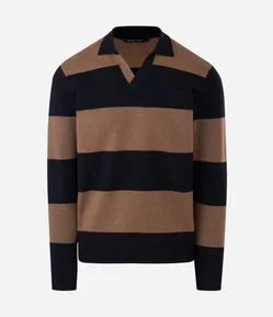 Blusão Listrado com Gola em V