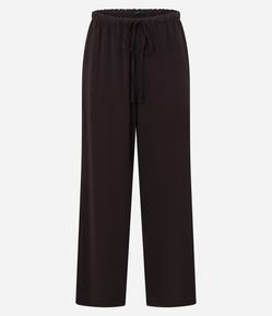 Calça Reta Cintura Alta em Airflow com Amarração no Cós