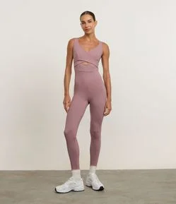 Macacão Esportivo em Microfibra com Frente Transpassada