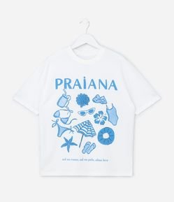 Camiseta Infantil Over com Estampa Praiana - Tam 5 a 16 Anos