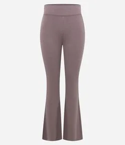 Calça Flare em Microfibra com Cós Largo
