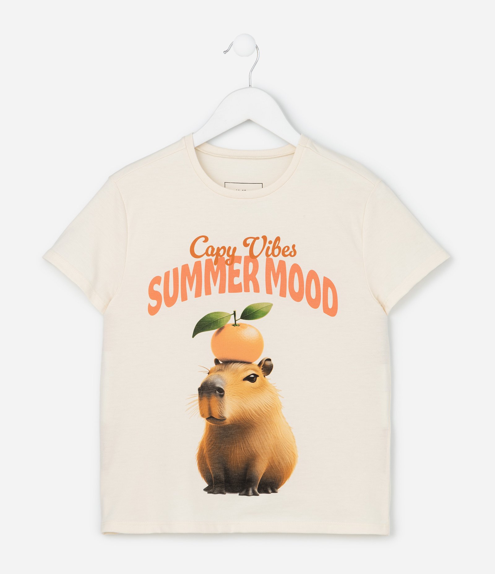 Camiseta Infantil Slim Capy Vibes Summer Mood - Tam 5 a 14 Anos Bege 1