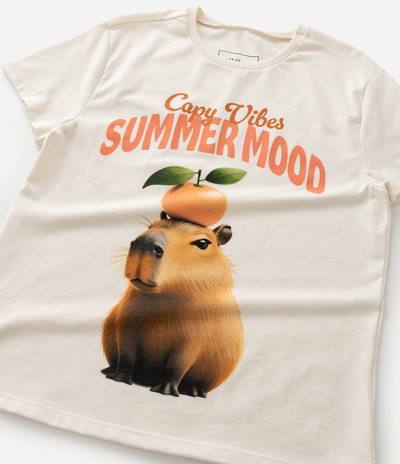 Camiseta Infantil Slim Capy Vibes Summer Mood - Tam 5 a 14 Anos Bege 4