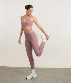 Calça Legging Esportiva em Microfibra com Cós Transpassado