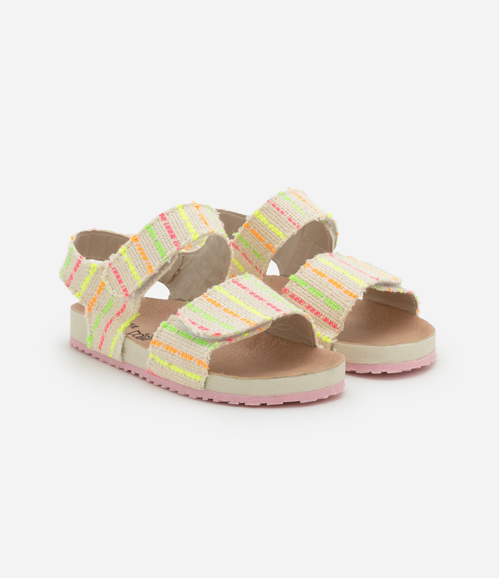 Sandália Infantil em Tweed com Tiras de Velcro - Tam 20 ao 27 Amarelo 1