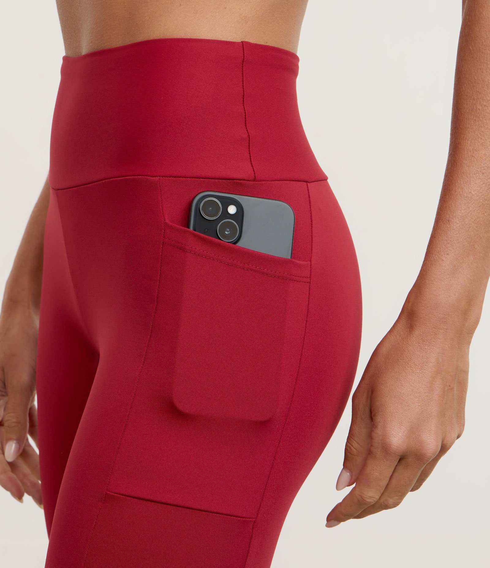 Calça Legging Esportiva com Bolsos Laterais Vermelho Escuro 3