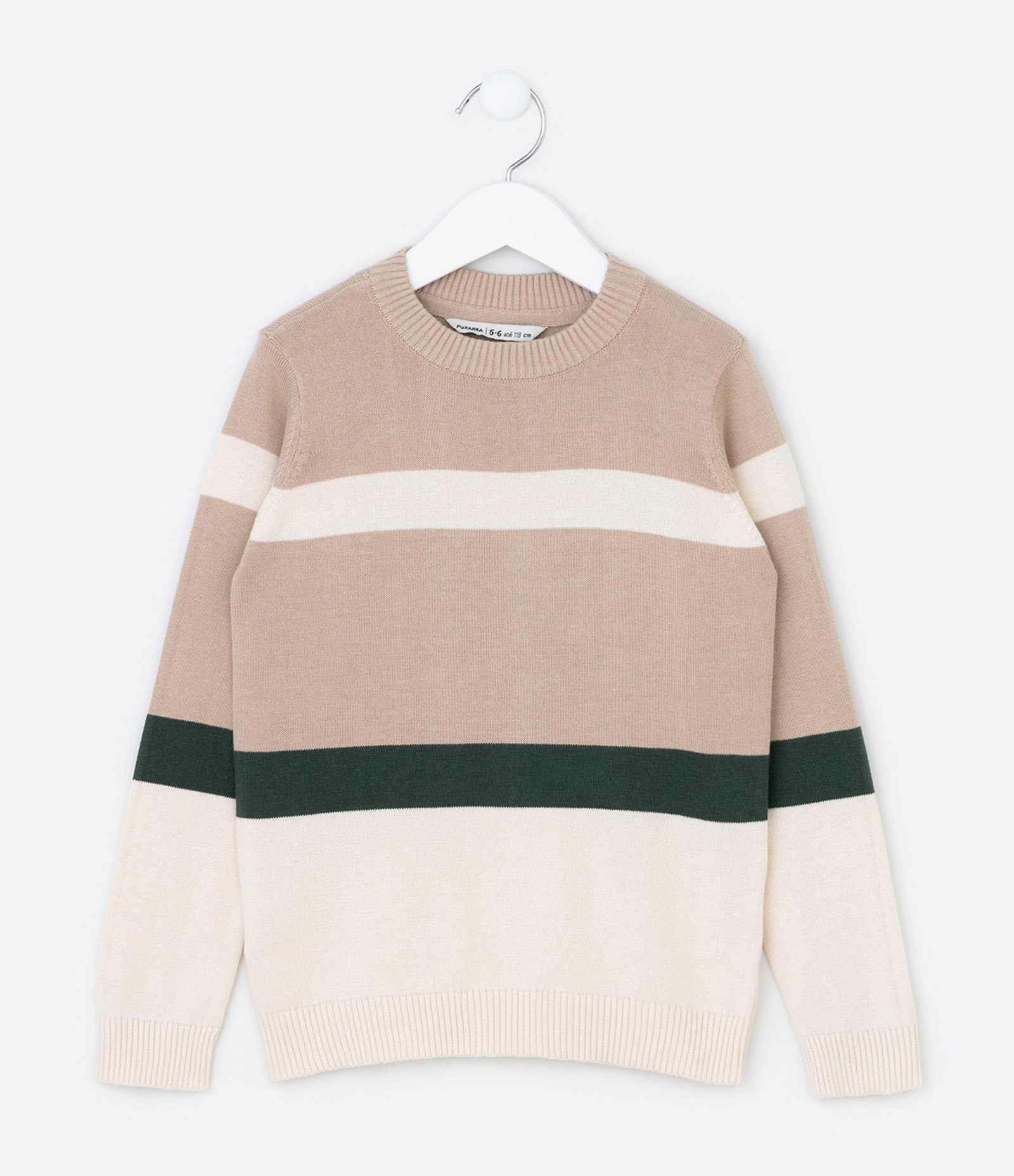 Moletom Infantil com Textura e Bloco de Cores Tam - 5 a 14 anos Marrom/Verde/Bege 1