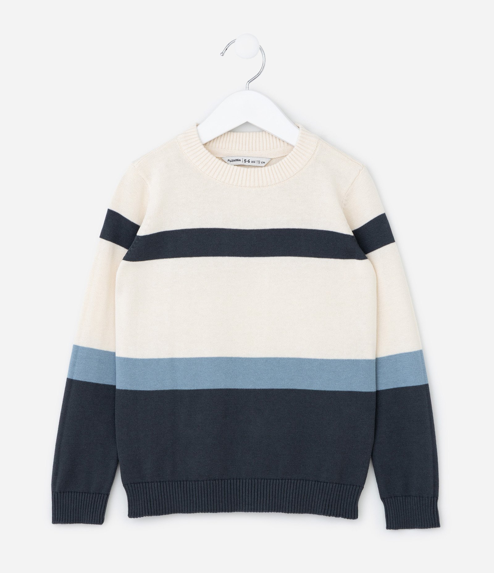 Moletom Infantil com Textura e Bloco de Cores Tam - 5 a 14 anos Bege/Azul 2