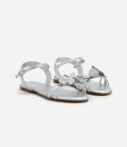 Sandália Infantil Rasteira com Borboletas - Tam 25 ao 33