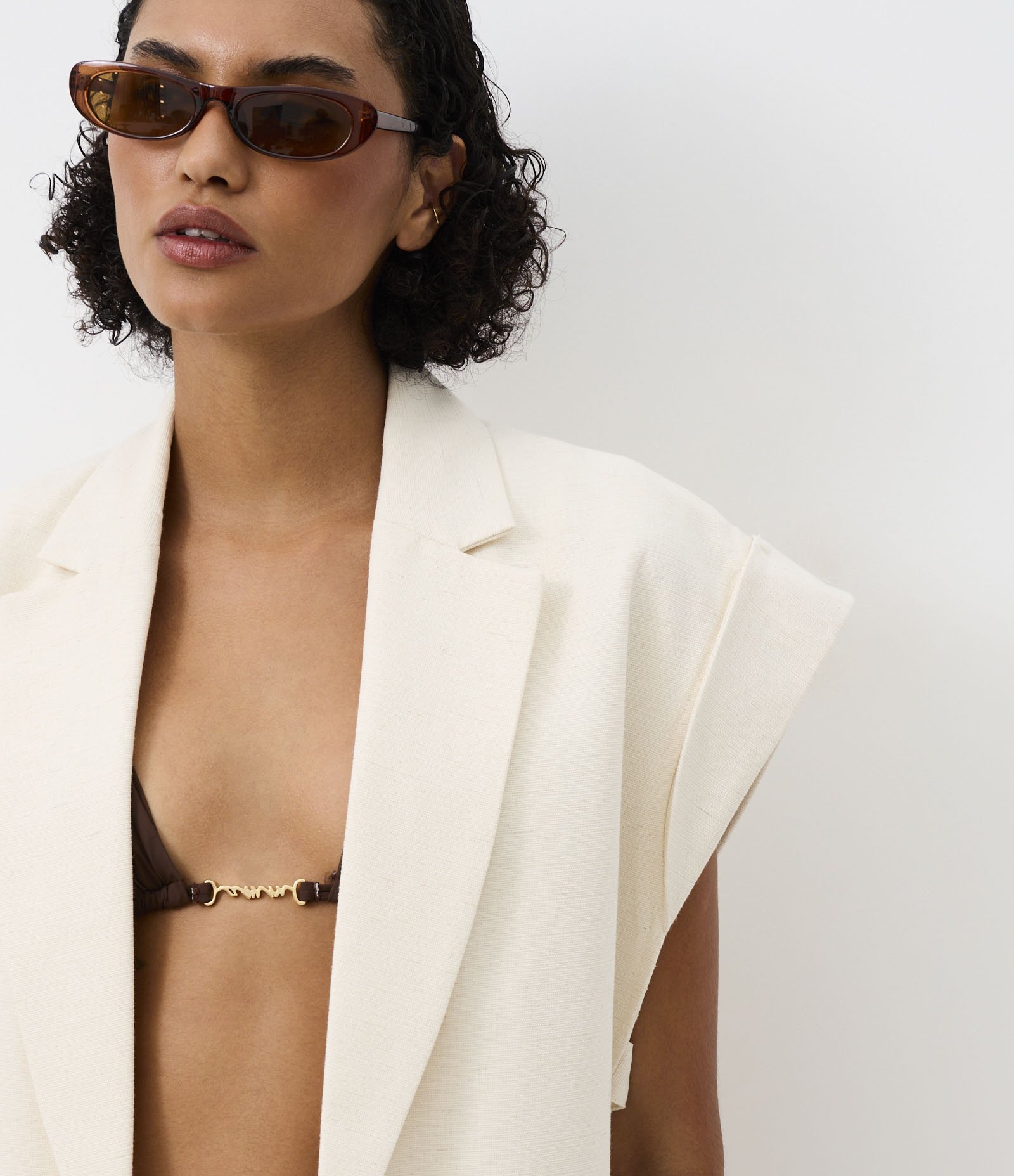 Colete em Algodão com Linho com Tiras na Lateral Aberta Off White 6