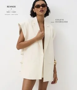 Colete em Algodão com Linho com Tiras na Lateral Aberta