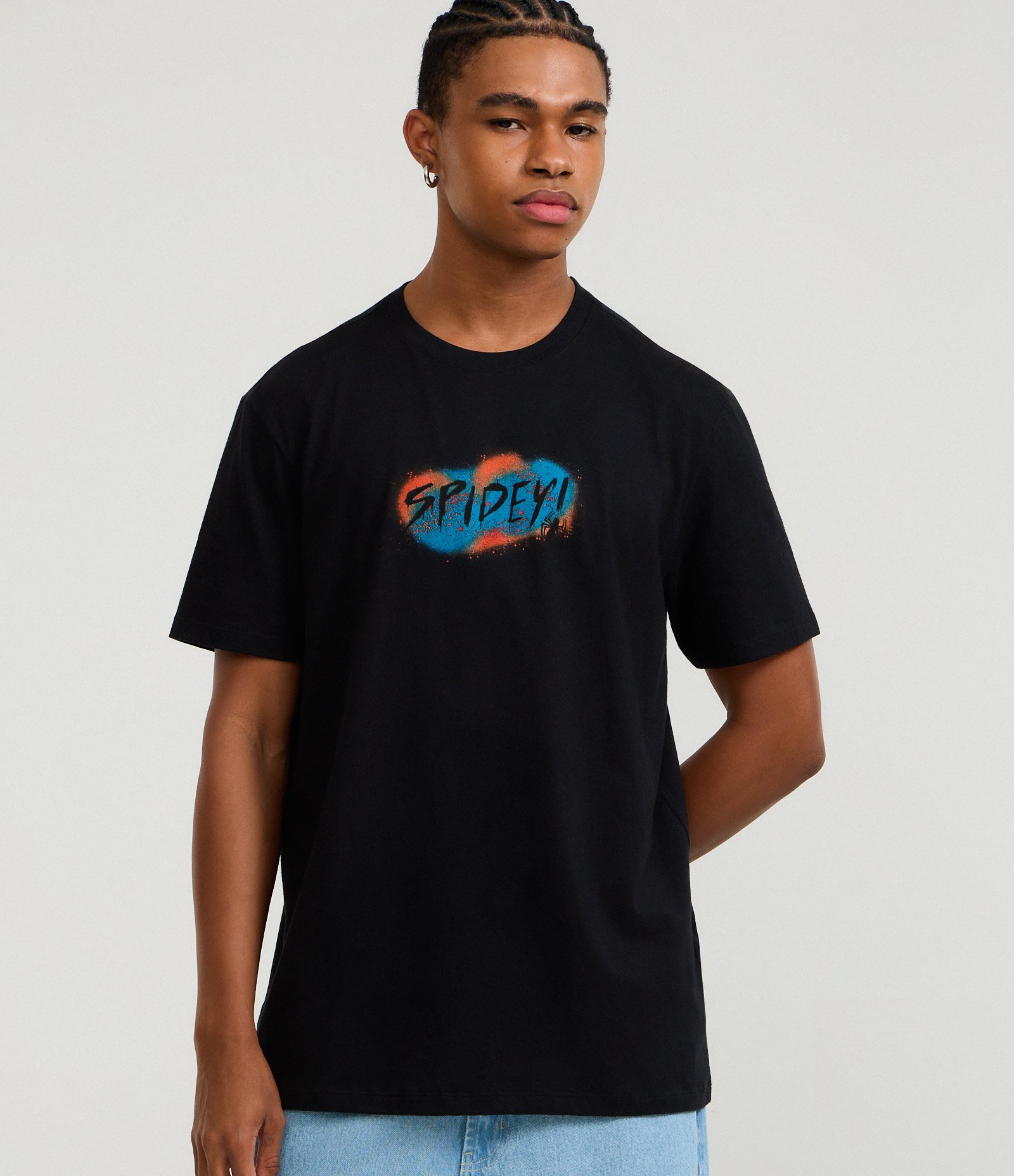 Camiseta Comfort T-Shirt em Meia Malha com Estampa  Spider Man Preto 1