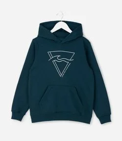 Casaco Infantil em Moletom com Capuz e Lettering – Tam 5 a 14 Anos