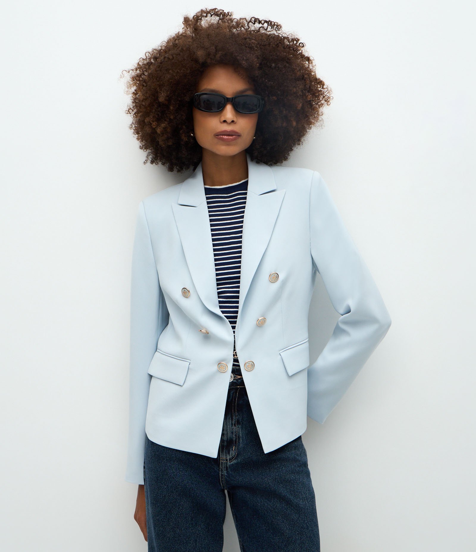 Blazer Slim Alfaiatado com Botões Diferenciados Gelo 1