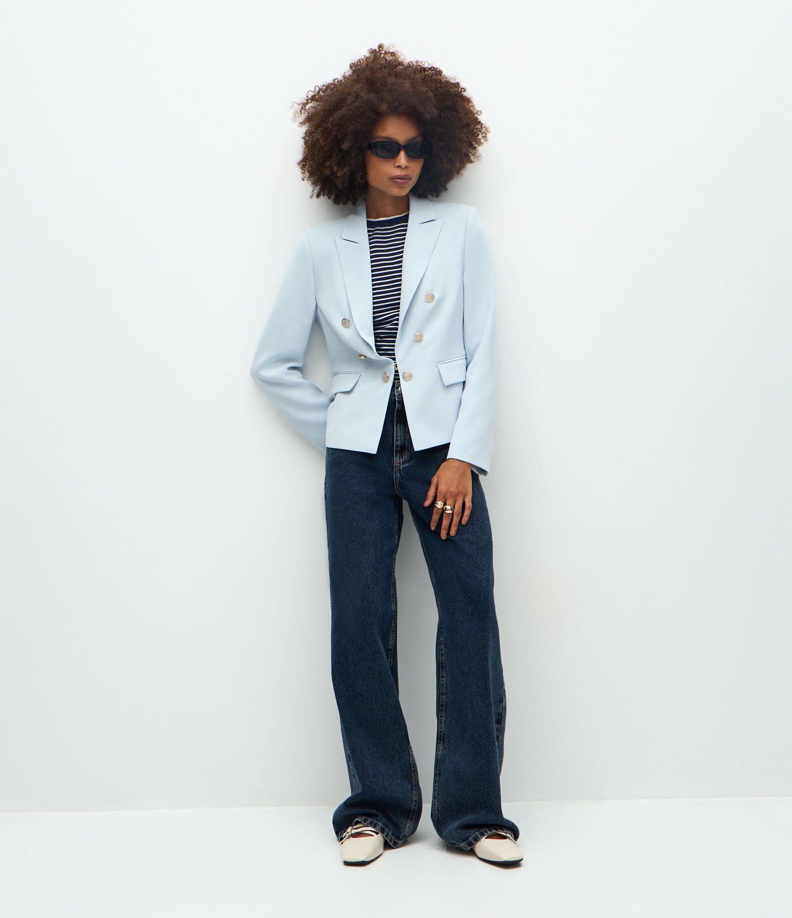 Blazer Slim Alfaiatado com Botões Diferenciados Gelo 2