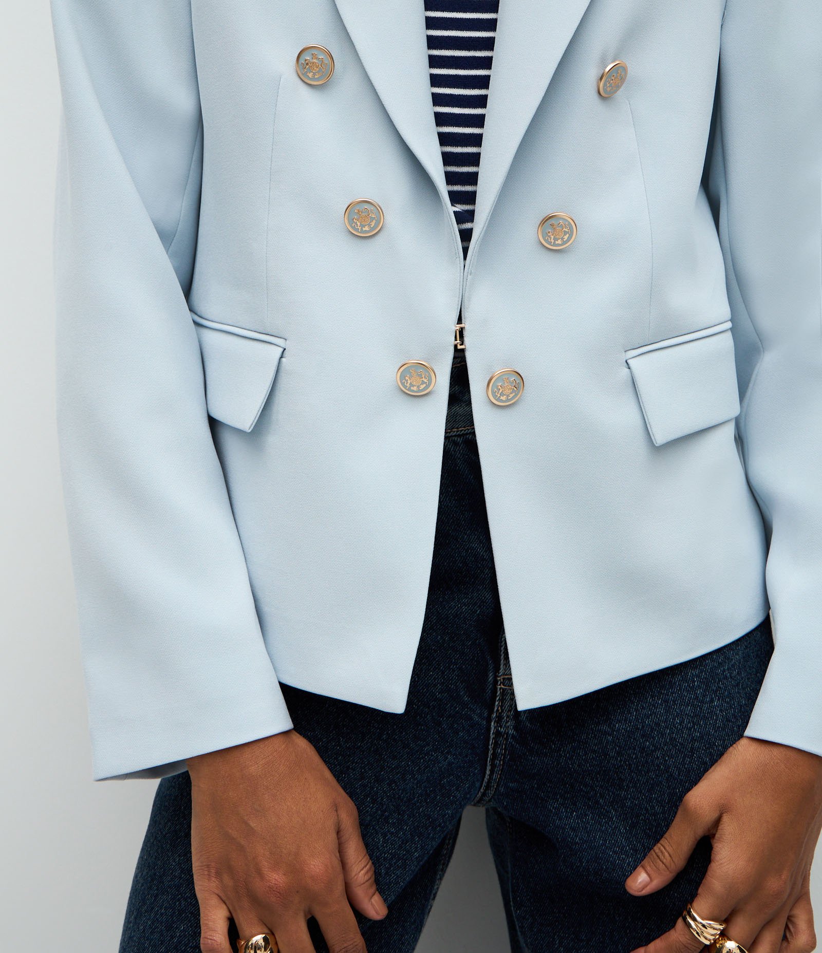 Blazer Slim Alfaiatado com Botões Diferenciados Gelo 3