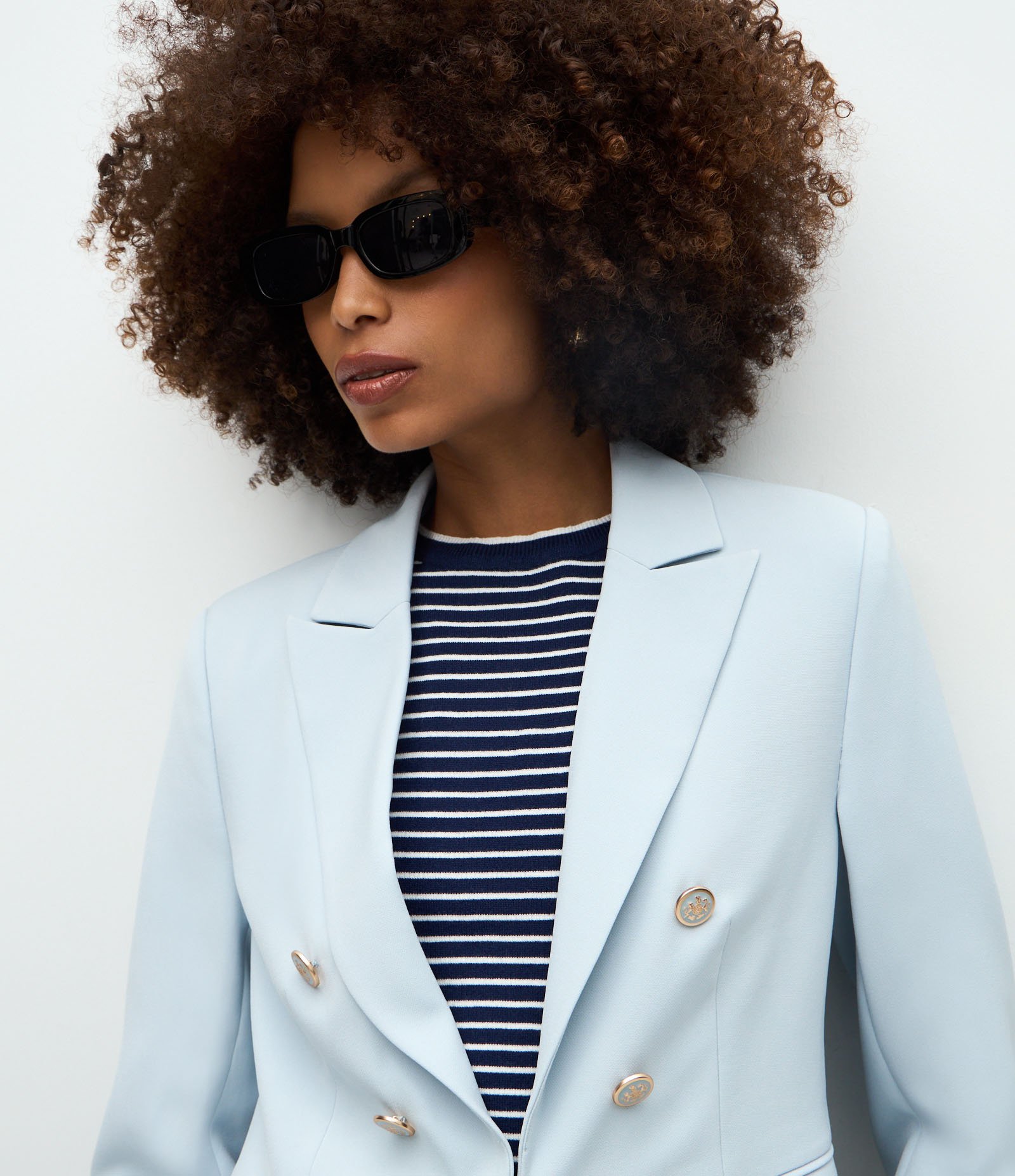 Blazer Slim Alfaiatado com Botões Diferenciados Gelo 4