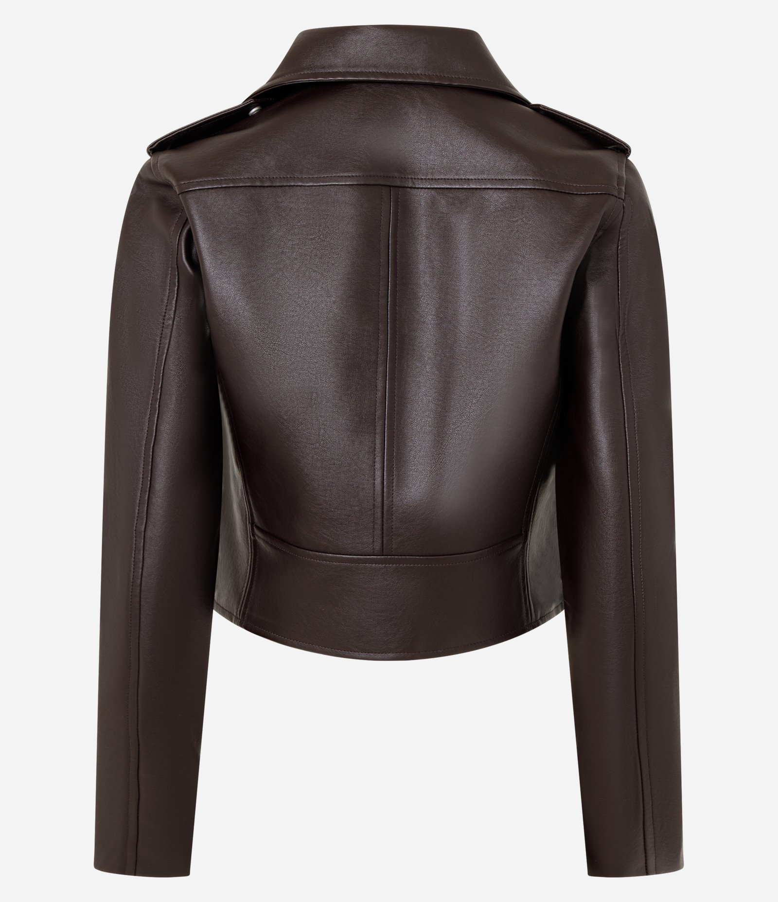 Jaqueta Biker em Pu com Zíper nos Bolsos Marrom 2