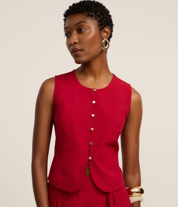 Colete Alfaiatado em Viscose com Botões e Amarração