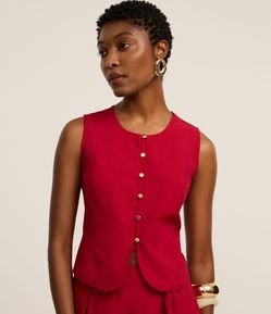 Colete Alfaiatado em Viscose com Botões e Amarração