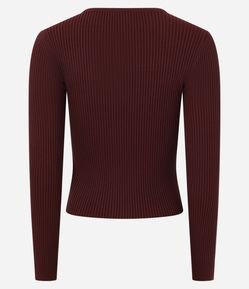Cardigan em Tricô com Zíper Duplo e Gola Redonda
