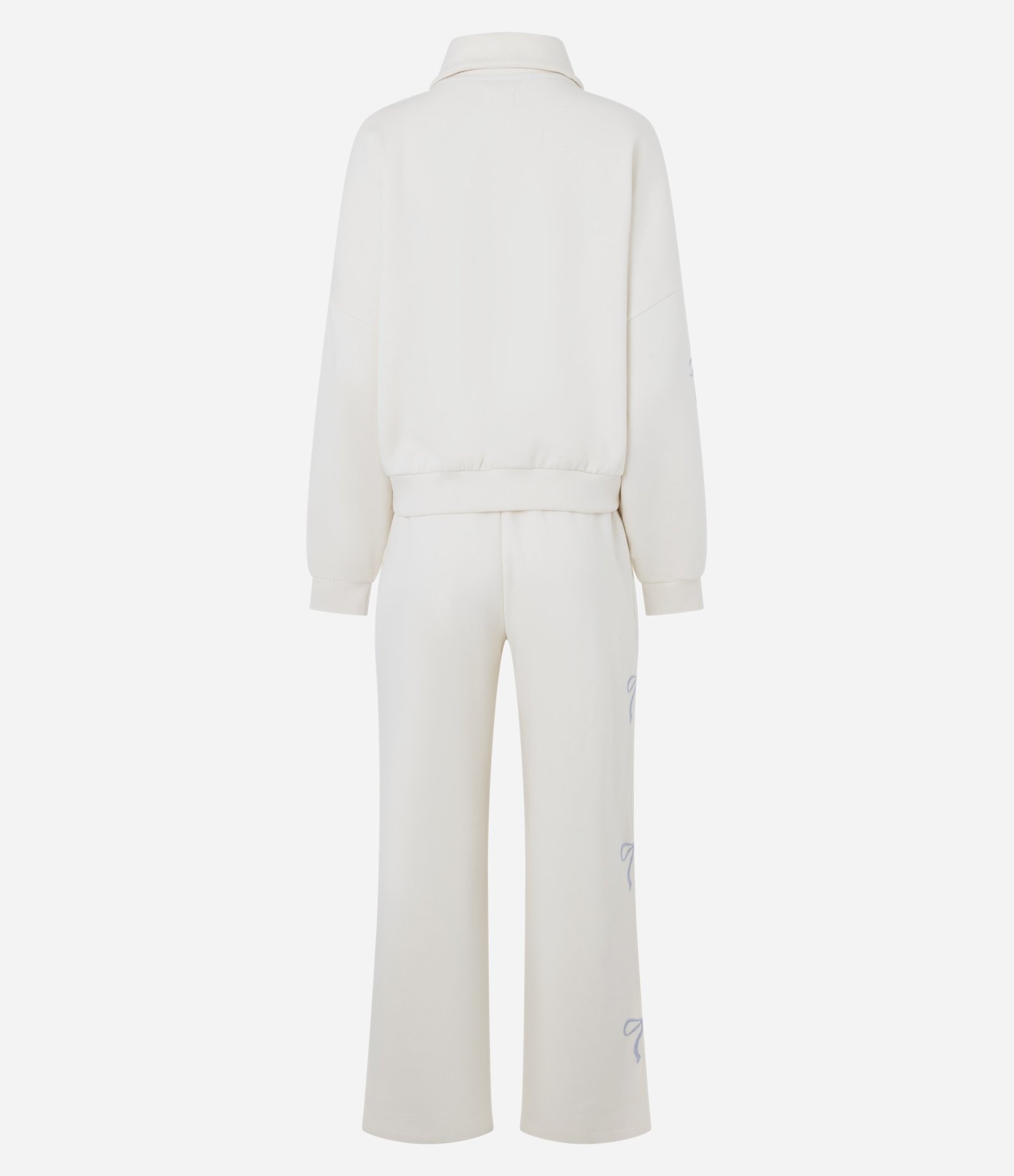 Pijama Longo em Moletom com Bordado de Laços Bege 5