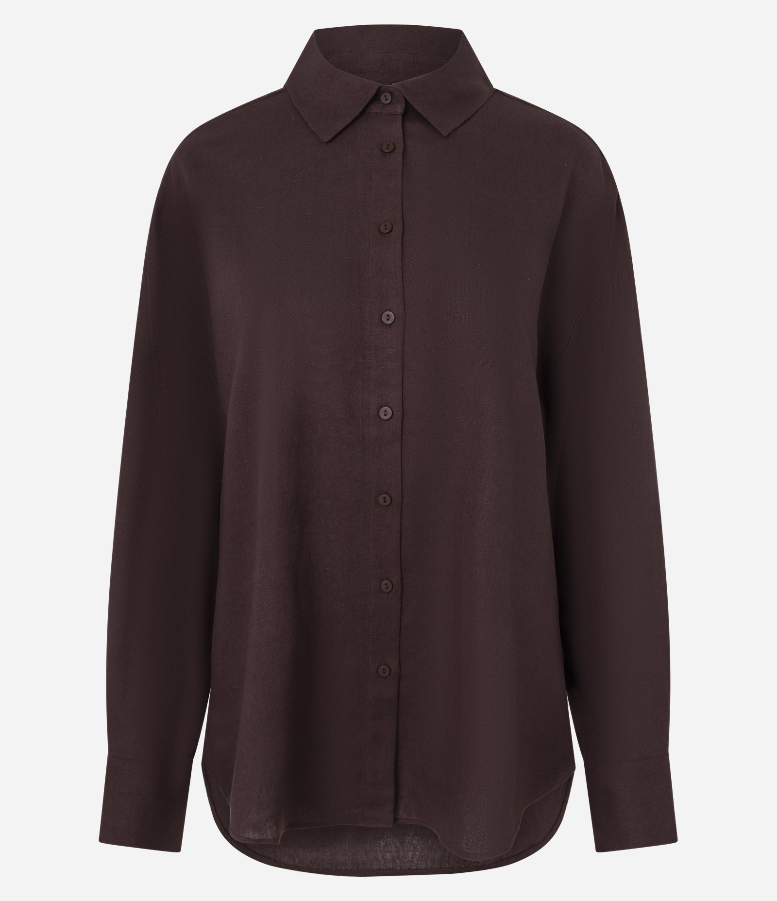 Camisa em Viscolinho com Manga Longa e Abotoamento Marrom 4