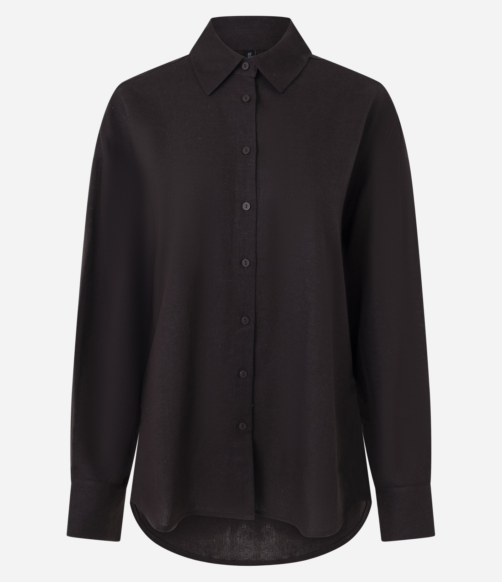 Camisa em Viscolinho com Manga Longa e Abotoamento Marrom Escuro 6