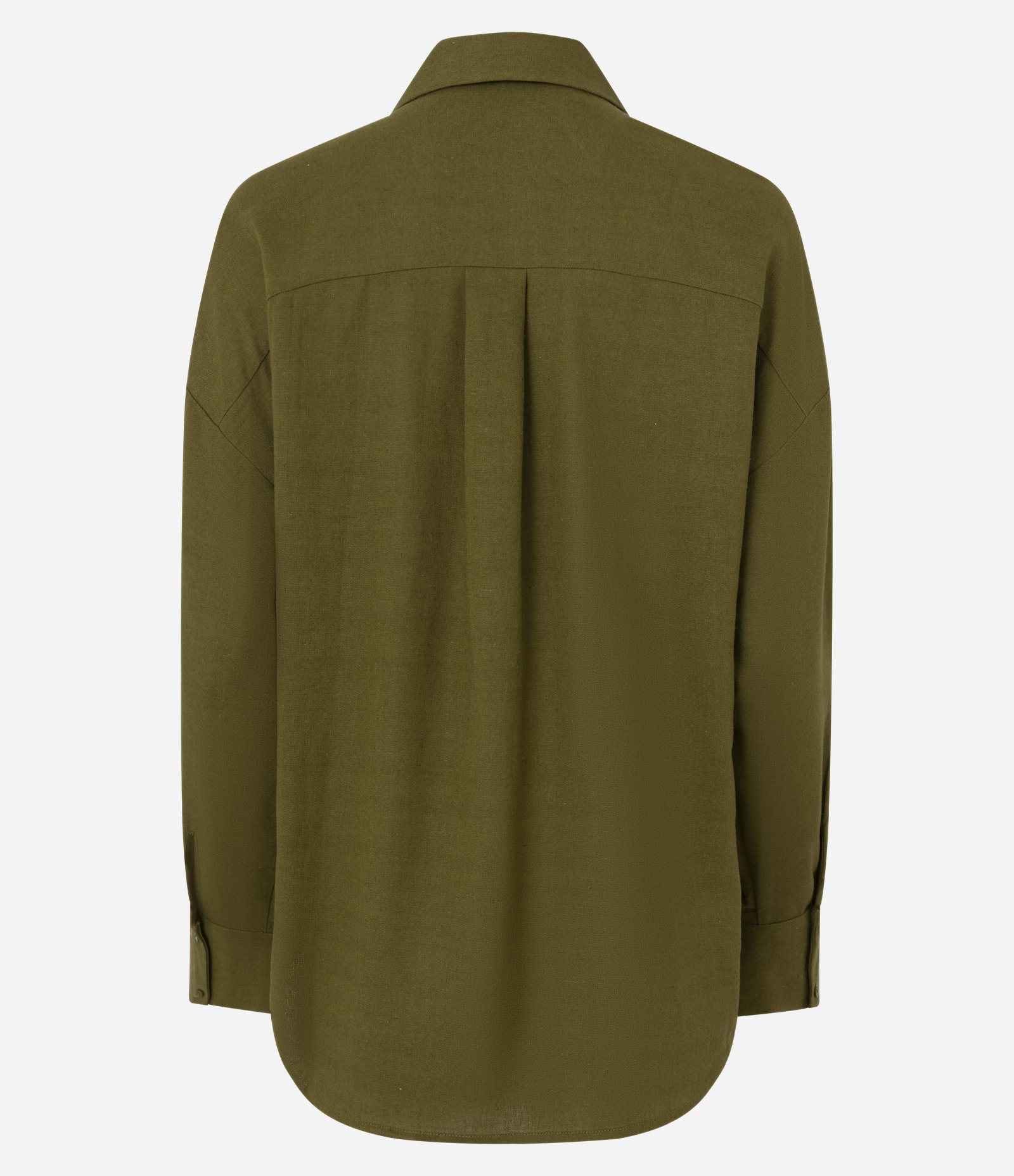 Camisa em Viscolinho com Manga Longa e Abotoamento Verde Escuro 5