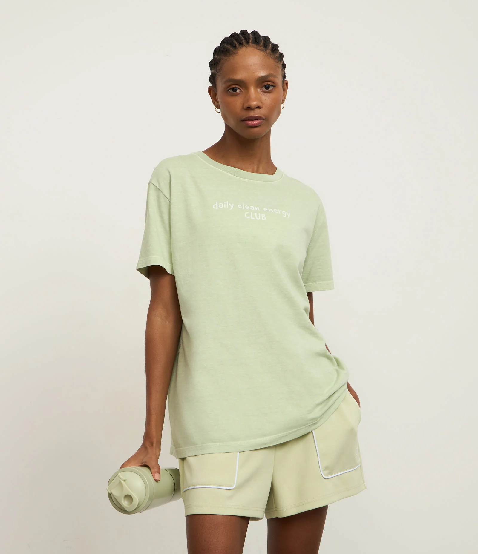 Camiseta Oversized em Algodão Efeito Lavado com Estampa Lettering Matcha Cinza 2