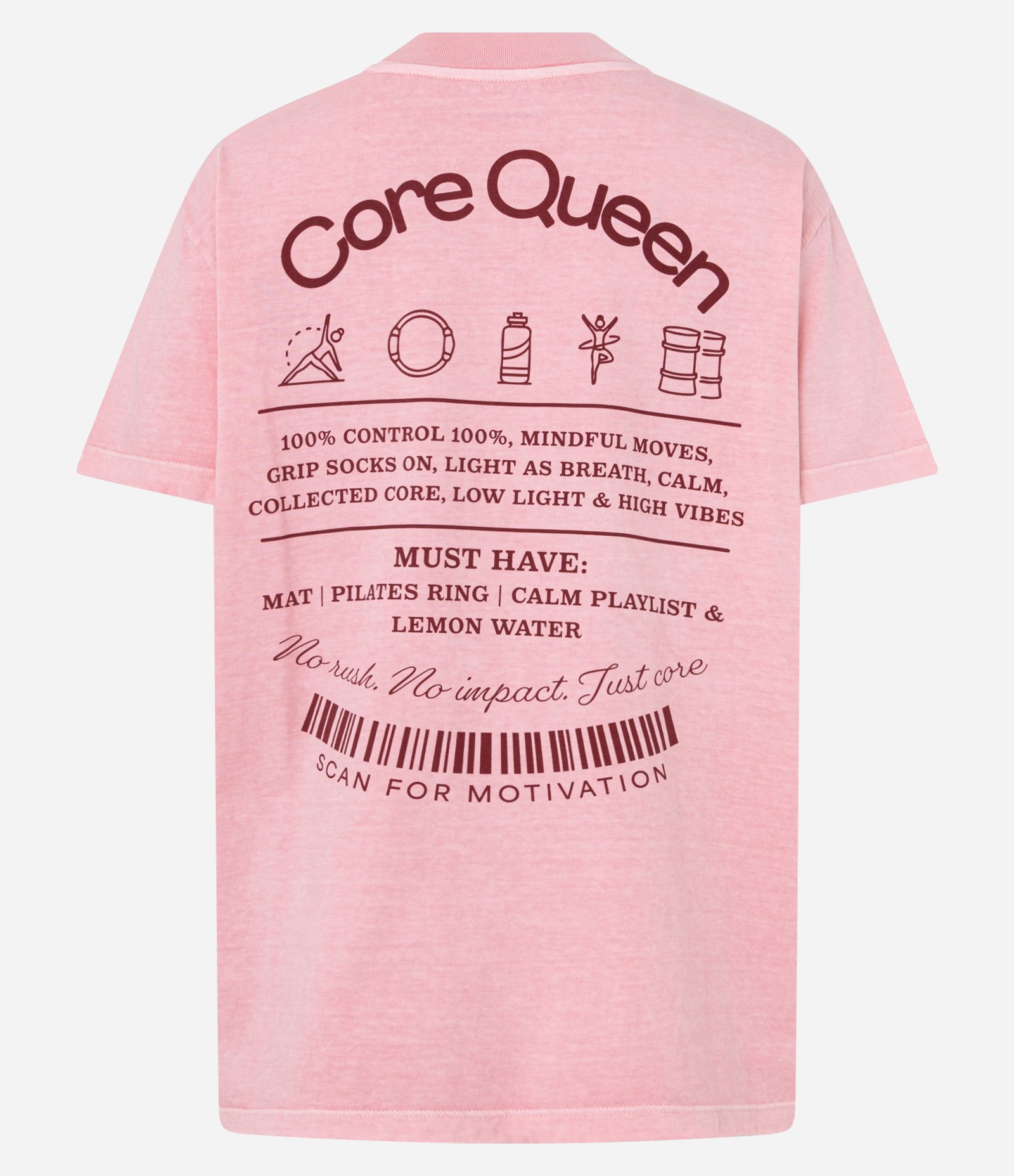 Camiseta Oversized Esportiva com Estampa Frente e Costas Core Queen Rosa Estonado 2