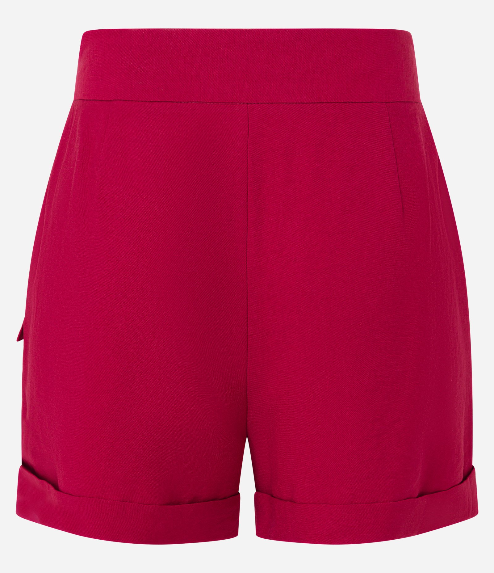 Short Alfaiatada Cintura Alta em Viscose com Faixa e Fivelas Vermelho 6