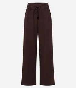 Calça Wide Leg em Viscolinho com Amarração